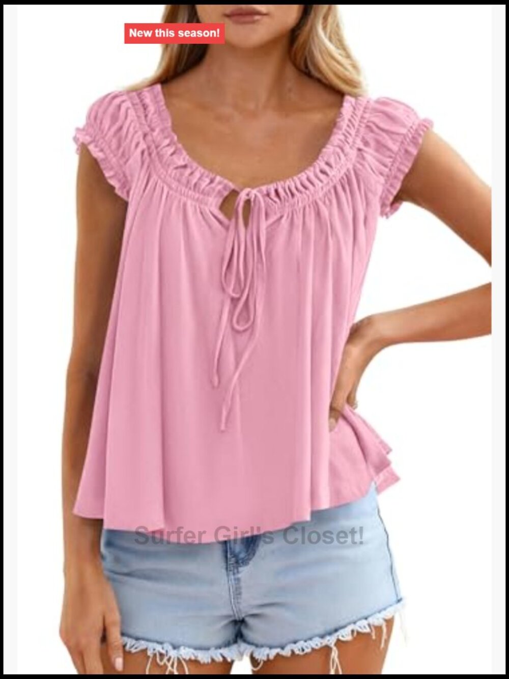 Womens Babydoll Peplum Tank Top Ruffle Cap Sleeve Summer Blouse - Picture 5 of 7